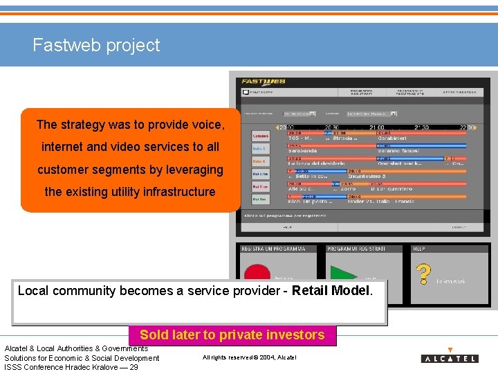 Fastweb project The strategy was to provide voice, internet and video services to all