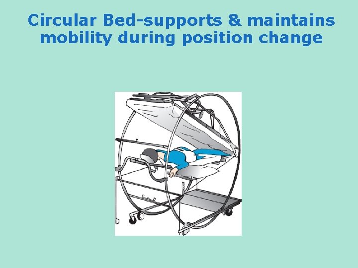 Circular Bed-supports & maintains mobility during position change 