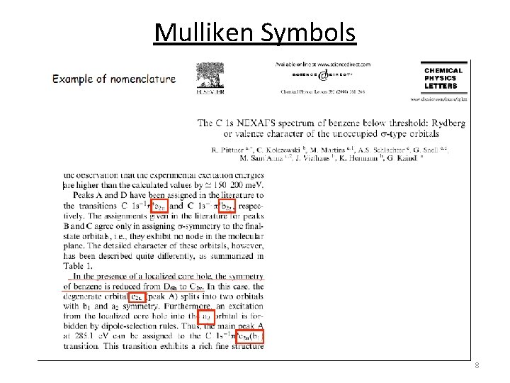 Mulliken Symbols 8 