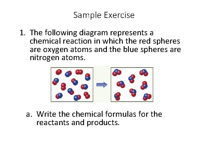 Sample Exercise 1. The following diagram represents a chemical reaction in which the red