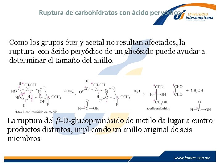 Ruptura de carbohidratos con ácido peryódico. Como los grupos éter y acetal no resultan