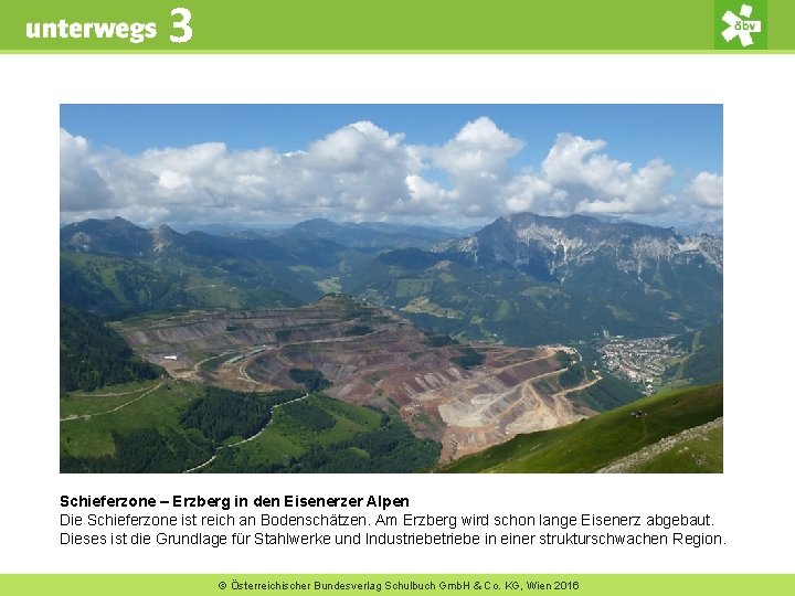 3 Schieferzone – Erzberg in den Eisenerzer Alpen Die Schieferzone ist reich an Bodenschätzen.
