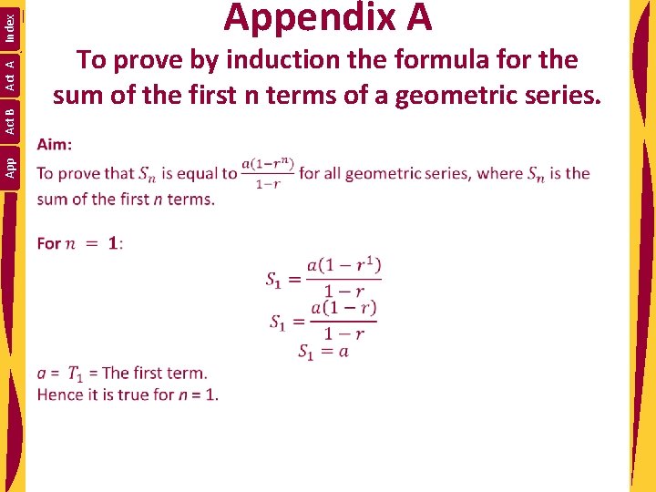 Index Appendix A App Act B Act A To prove by induction the formula