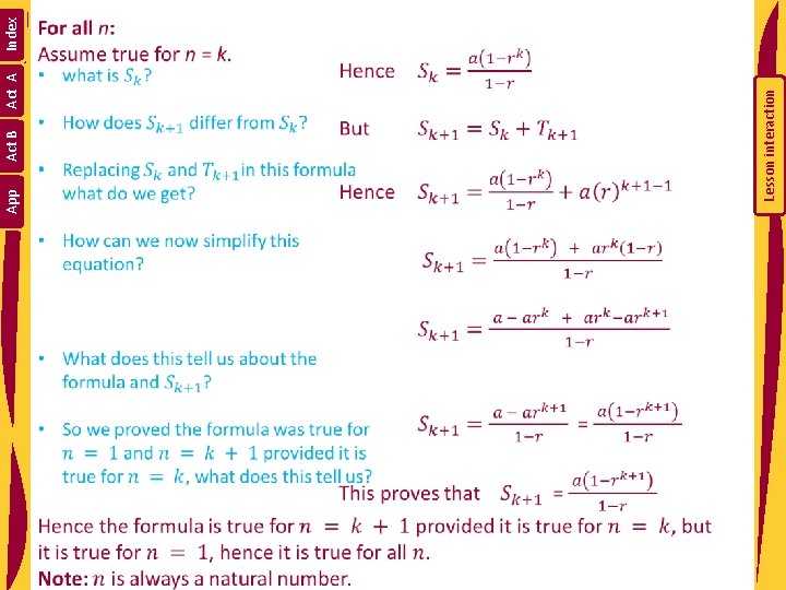 Act B Act A Lesson interaction App Index 