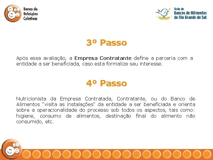 3º Passo Após essa avaliação, a Empresa Contratante define a parceria com a entidade