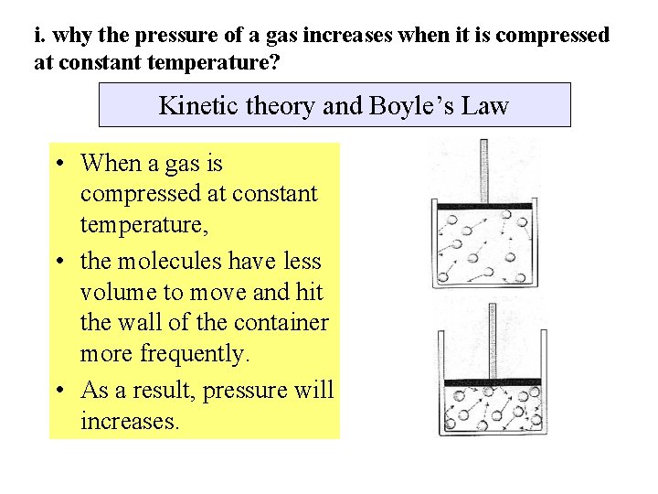 i. why the pressure of a gas increases when it is compressed at constant
