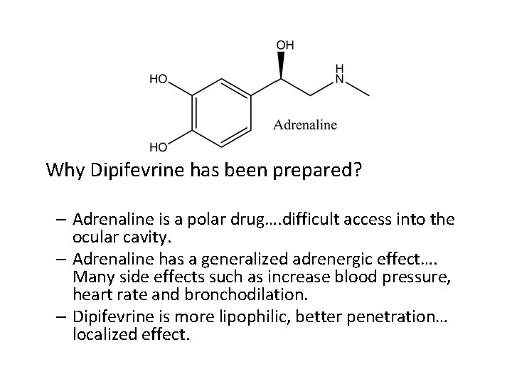 Why Dipifevrine has been prepared? – Adrenaline is a polar drug…. difficult access into