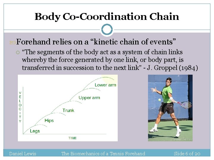 Body Co-Coordination Chain Forehand relies on a “kinetic chain of events” “The segments of Body Co-Coordination Chain Forehand relies on a “kinetic chain of events” “The segments of