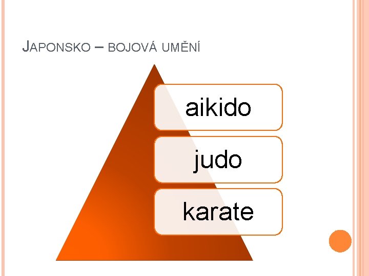 JAPONSKO – BOJOVÁ UMĚNÍ aikido judo karate 