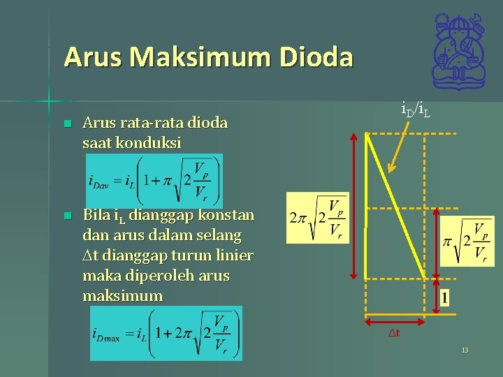 Arus Maksimum Dioda n Arus rata-rata dioda saat konduksi n Bila i. L dianggap