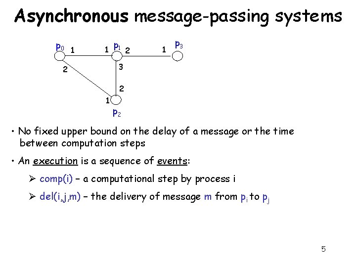 Asynchronous message-passing systems p 0 1 1 p 1 2 1 p 3 3