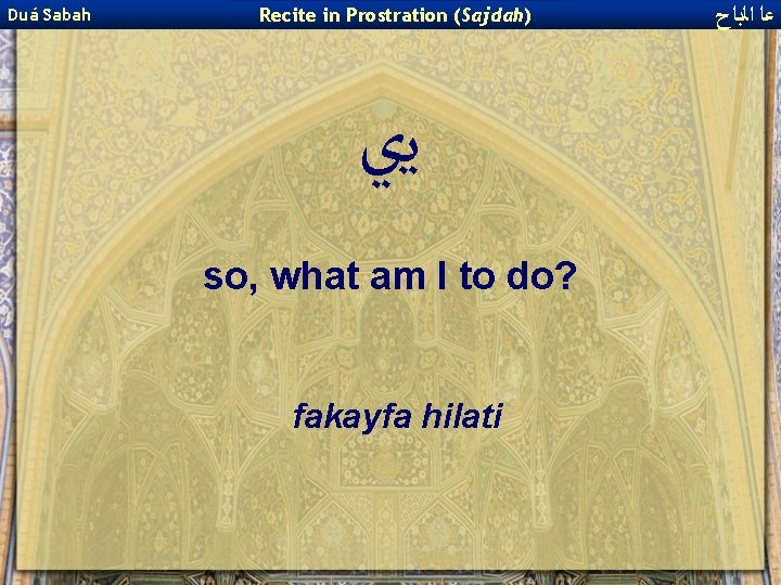 Duá Sabah Recite in Prostration (Sajdah) ﻳﻱ so, what am I to do? fakayfa