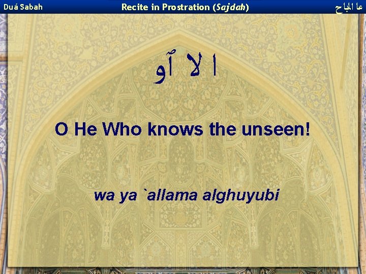 Duá Sabah Recite in Prostration (Sajdah) ﺍ ﻻ ٱﻭ O He Who knows the