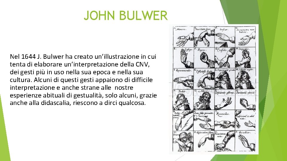 JOHN BULWER Nel 1644 J. Bulwer ha creato un’illustrazione in cui tenta di elaborare