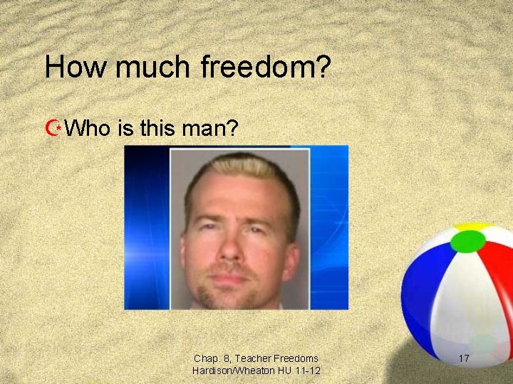 How much freedom? ZWho is this man? Chap. 8, Teacher Freedoms Hardison/Wheaton HU 11