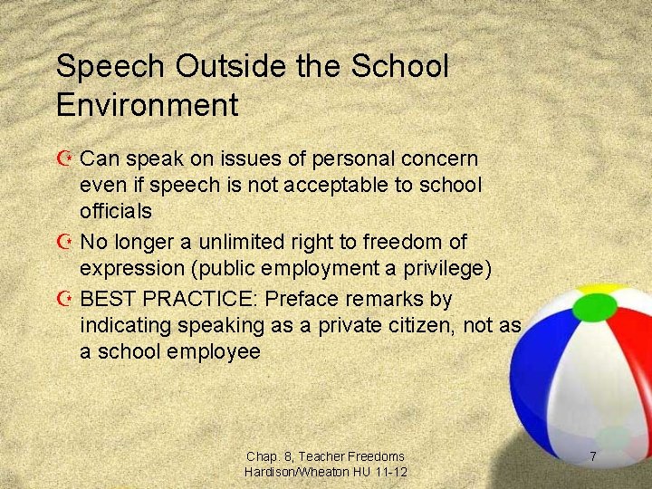 Speech Outside the School Environment Z Can speak on issues of personal concern even