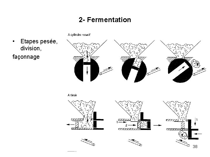 2 - Fermentation • Etapes pesée, division, façonnage 38 