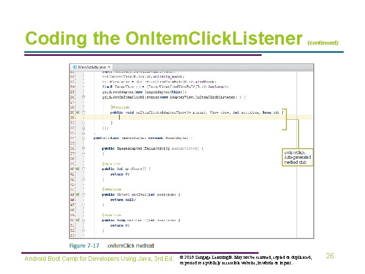 Coding the On. Item. Click. Listener Android Boot Camp for Developers Using Java, 3