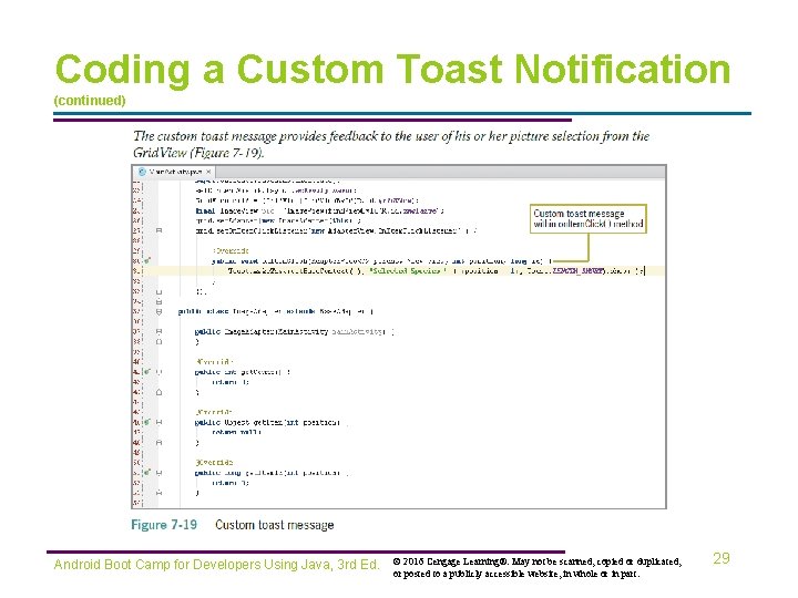 Coding a Custom Toast Notification (continued) Android Boot Camp for Developers Using Java, 3