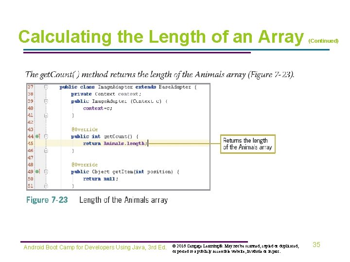 Calculating the Length of an Array Android Boot Camp for Developers Using Java, 3