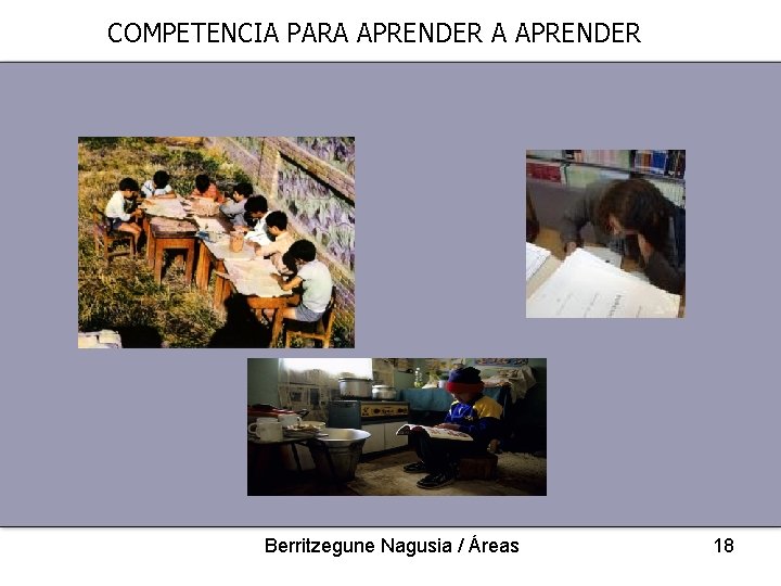 COMPETENCIA PARA APRENDER Berritzegune Nagusia / Áreas 18 