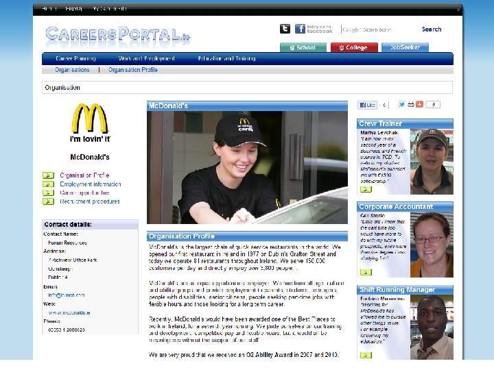 Screen Grab of Mc. Donalds Page 