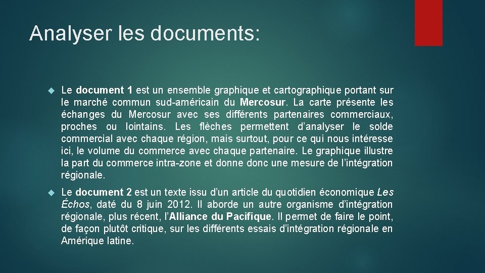 Analyser les documents: Le document 1 est un ensemble graphique et cartographique portant sur