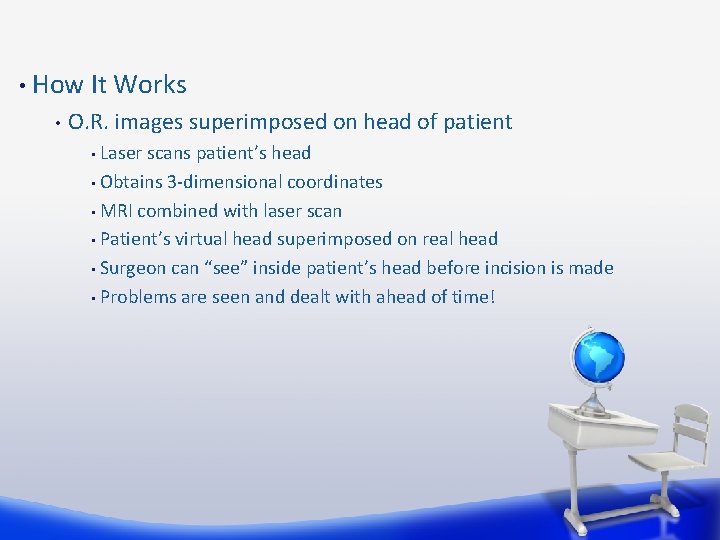  • How It Works • O. R. images superimposed on head of patient