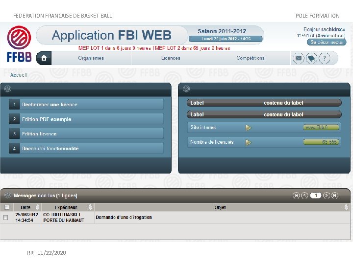 FEDERATION FRANCAISE DE BASKET BALL RR - 11/22/2020 POLE FORMATION 