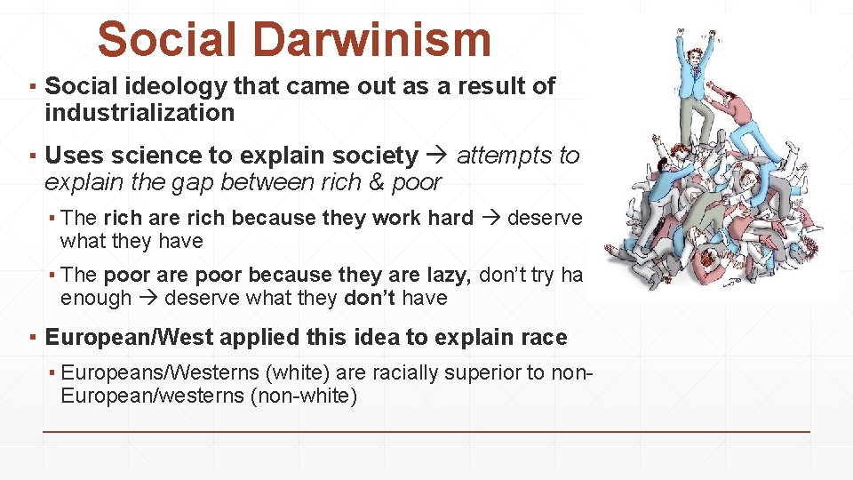 Social Darwinism ▪ Social ideology that came out as a result of industrialization ▪