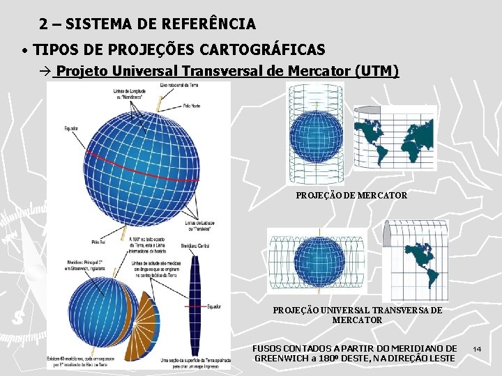 2 – SISTEMA DE REFERÊNCIA • TIPOS DE PROJEÇÕES CARTOGRÁFICAS Projeto Universal Transversal de