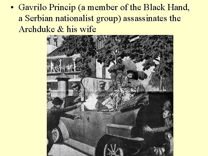  • Gavrilo Princip (a member of the Black Hand, a Serbian nationalist group)