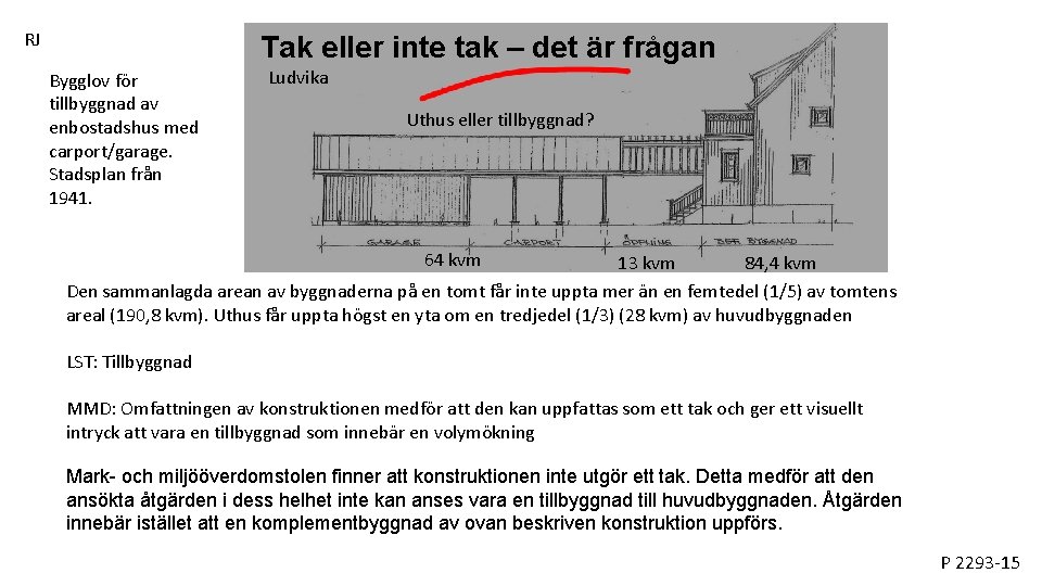 RJ Tak eller inte tak – det är frågan Bygglov för tillbyggnad av enbostadshus