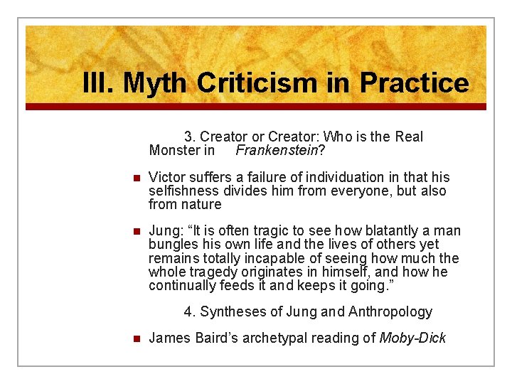 III. Myth Criticism in Practice 3. Creator or Creator: Who is the Real Monster