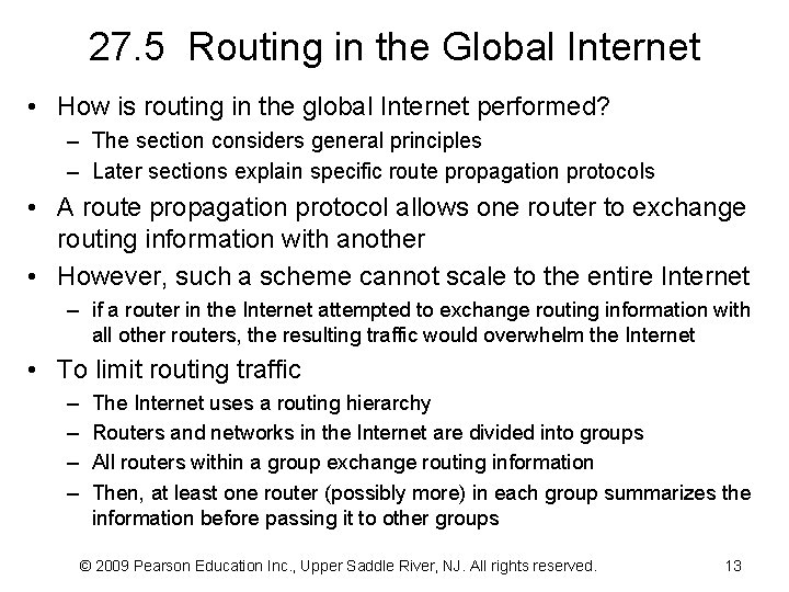 27. 5 Routing in the Global Internet • How is routing in the global