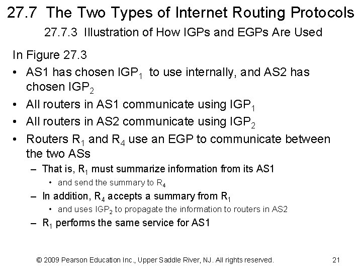 27. 7 The Two Types of Internet Routing Protocols 27. 7. 3 Illustration of