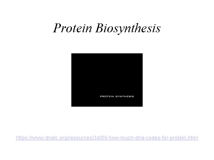 Protein Biosynthesis https: //www. dnalc. org/resources/3 d/09 -how-much-dna-codes-for-protein. html 