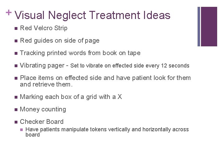 + Visual Neglect Treatment Ideas Red Velcro Strip Red guides on side of page