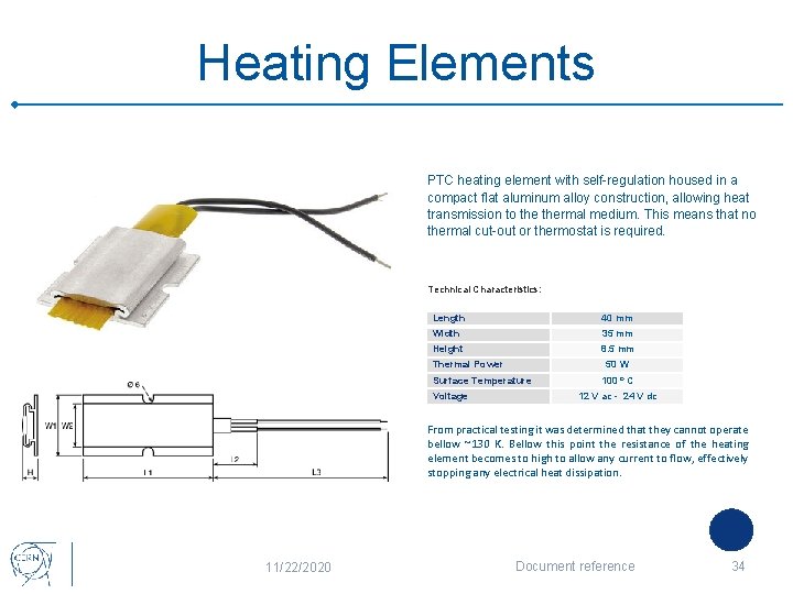 Heating Elements PTC heating element with self-regulation housed in a compact flat aluminum alloy