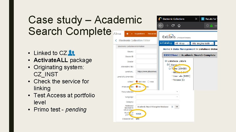 Case study – Academic Search Complete • Linked to CZ • Activate. ALL package