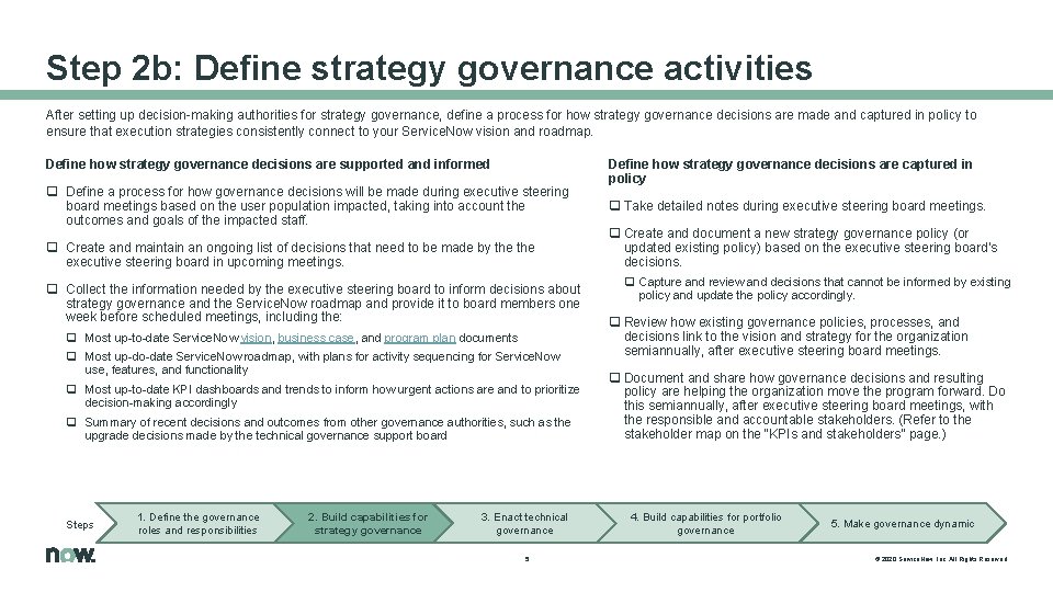 Step 2 b: Define strategy governance activities After setting up decision-making authorities for strategy