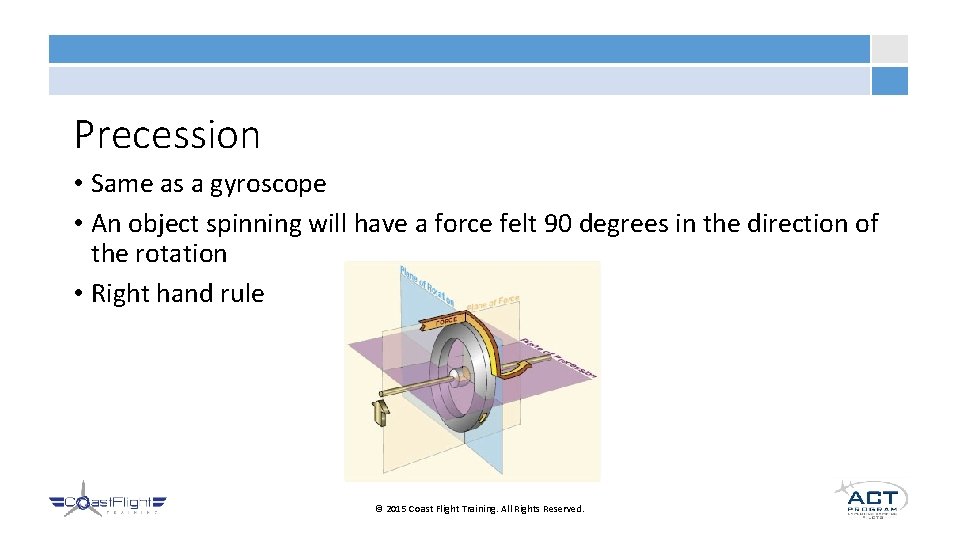 Precession • Same as a gyroscope • An object spinning will have a force