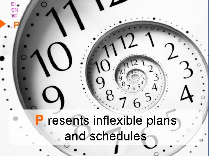 EI SN TF P J P resents inflexible plans and schedules 