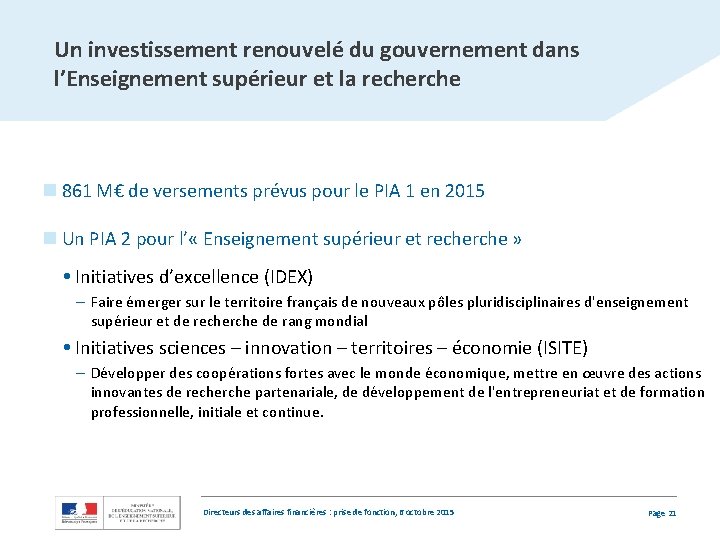 Un investissement renouvelé du gouvernement dans l’Enseignement supérieur et la recherche n 861 M€