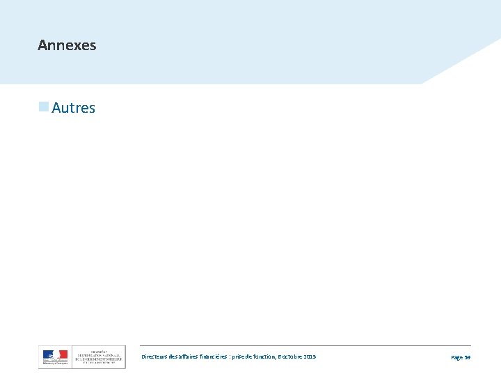 Annexes n Autres Directeurs des affaires financières : prise de fonction, 6 octobre 2015