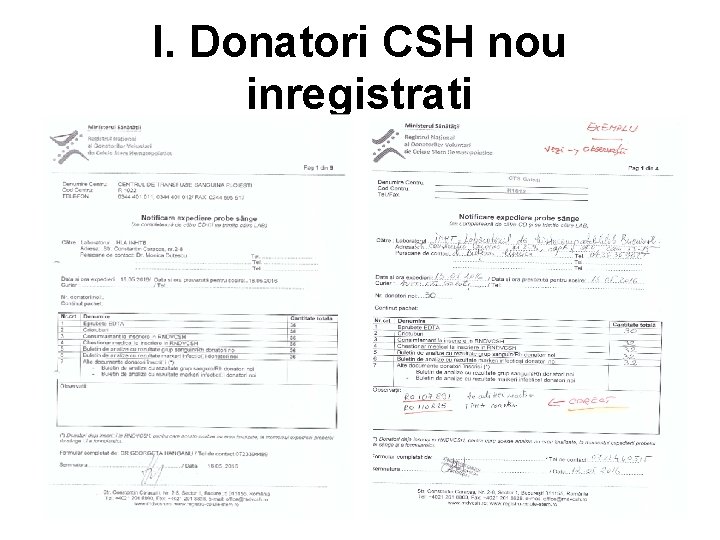 I. Donatori CSH nou inregistrati 