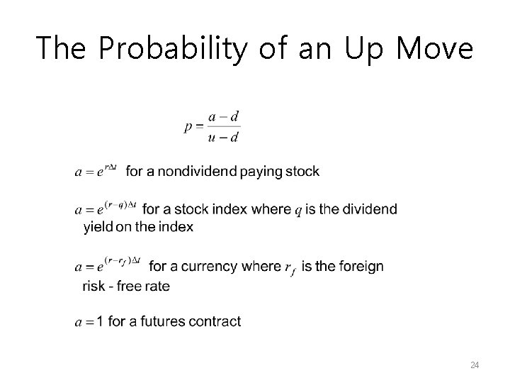 The Probability of an Up Move 24 