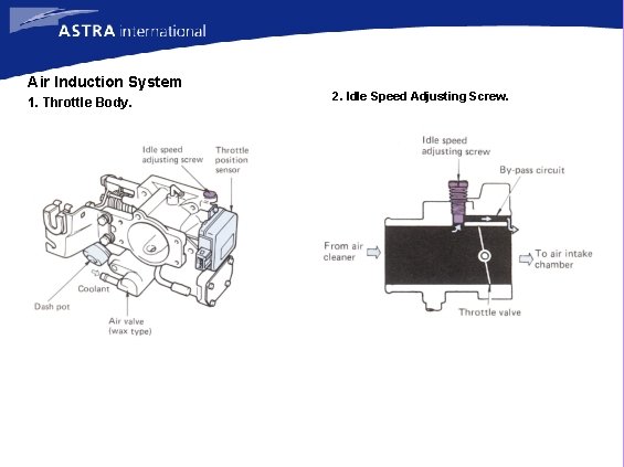 Air Induction System 1. Throttle Body. 2. Idle Speed Adjusting Screw. 