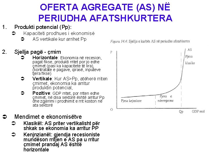 OFERTA AGREGATE (AS) NË PERIUDHA AFATSHKURTERA 1. Produkti potencial (Pp): Ü 2. Kapaciteti prodhues