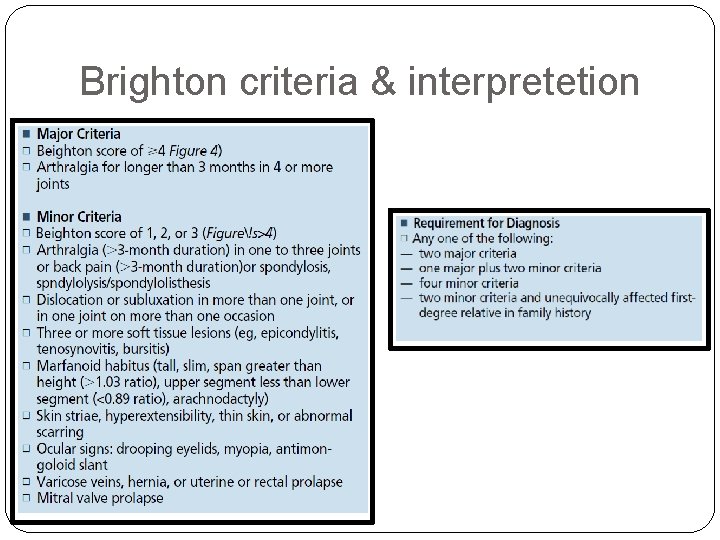 Brighton criteria & interpretetion 